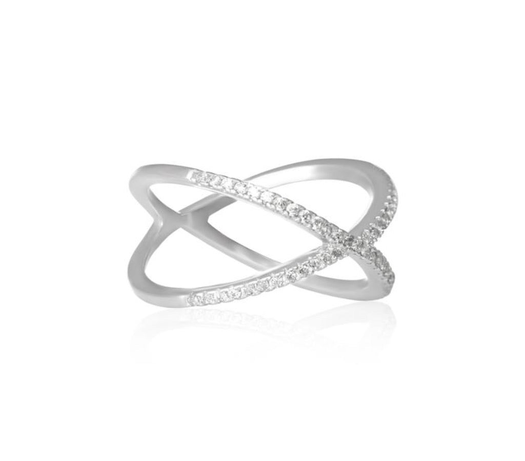 Crisscross Cubic Zirconia Ring