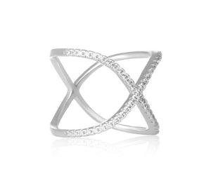 Curved Crisscross Cubic Zirconia Ring