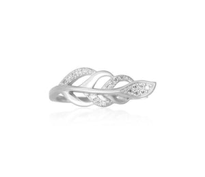 Frond Feather Micropave CZ Ring