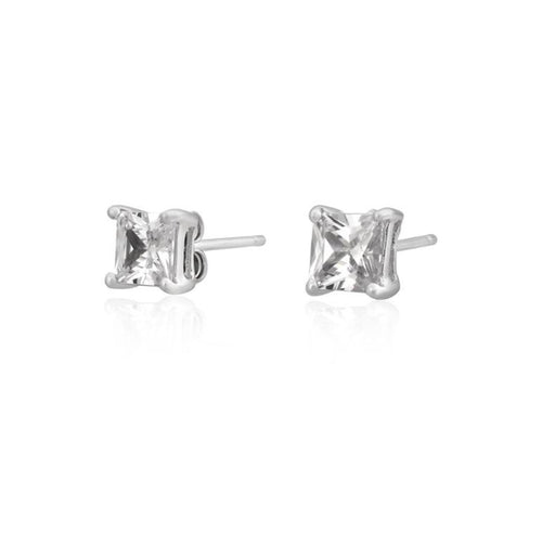 Round Brilliant Cut Basket Setting CZ Stud Earrings