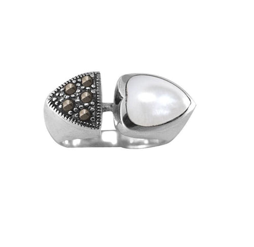 Heart Inlay Marcasite Ring