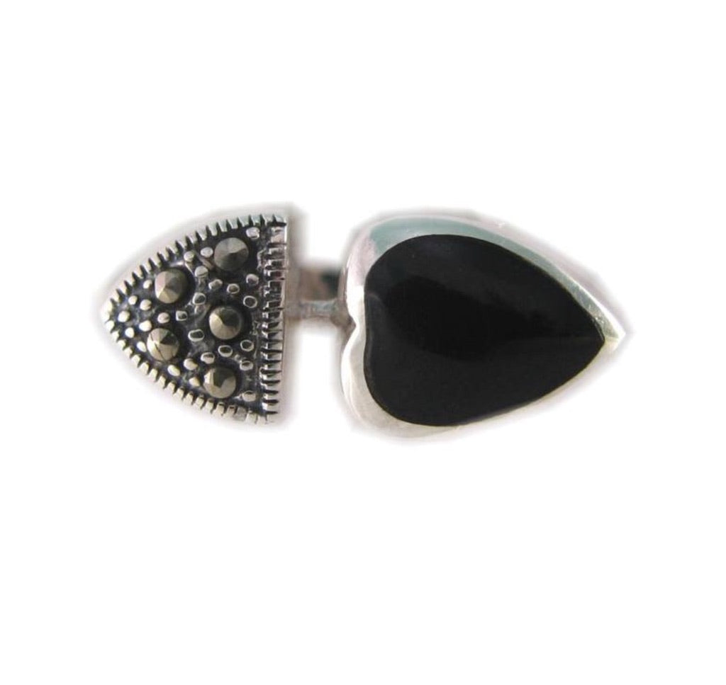 Heart Inlay Marcasite Ring
