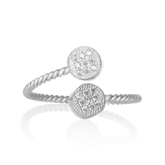 Micropave Cubic Zirconia Twist Wire Ring